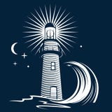 Farol & onda ilustração do vetor Farol & onda ilustração do vetor