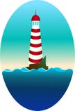 Farol só em um penhasco na manhã ilustração royalty free Farol só em um penhasco na manhã ilustração royalty free