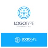 Fases, objetivos, aplicação, operação, logotipo azul do esboço do processo com lugar para o tagline ilustração do vetor Fases, objetivos, aplicação, operação, logotipo azul do esboço do processo com lugar para o tagline ilustração do vetor