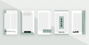Fashion editable templates for stories. Modern covers design for social media, banners, flyers, cards. royalty free illustration Fashion editable templates for stories. Modern covers design for social media, banners, flyers, cards. royalty free illustration