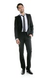 Fashion full length elegant young black suit man