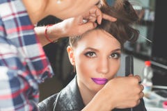 Fashion hairstyle. Make up. Hair saloon royalty free stock photo Fashion hairstyle. Make up. Hair saloon royalty free stock photo