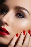 Fashion Make-up And Manicure. Sexy Red Lips, Nails Stock Photography Fashion Make-up And Manicure. Sexy Red Lips, Nails Stock Photography