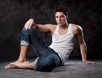 Fashion Male Portrait Looking Away Deep In Though Royalty Free Stock Photography Fashion Male Portrait Looking Away Deep In Though Royalty Free Stock Photography