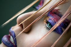 Fashion model girl colorful red and purple art make up. stock images Fashion model girl colorful red and purple art make up. stock images