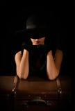 Fashion photo of beautiful lady in elegant black hat royalty free stock photo Fashion photo of beautiful lady in elegant black hat royalty free stock photo