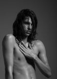 Fashion photography nude body young man model wet long hair royalty free stock photography Fashion photography nude body young man model wet long hair royalty free stock photography