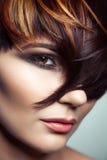 Fashion portrait of a beautiful girl with colored dyed hair, professional short hair coloring. royalty free stock image Fashion portrait of a beautiful girl with colored dyed hair, professional short hair coloring. royalty free stock image