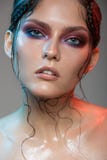 Fashion portrait of beautiful woman. Fantasy make-up stock photography Fashion portrait of beautiful woman. Fantasy make-up stock photography
