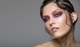 Fashion portrait of beautiful woman. Fantasy make-up stock photography Fashion portrait of beautiful woman. Fantasy make-up stock photography