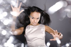 Fashion portrait beauty ice lady splashes of light stock photo Fashion portrait beauty ice lady splashes of light stock photo