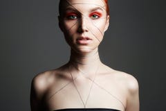 Beautiful Girl with makeup and silver thread Stock Photos Beautiful Girl with makeup and silver thread Stock Photos