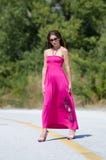 Fashion shoot of young woman wear long red dress royalty free stock photos Fashion shoot of young woman wear long red dress royalty free stock photos