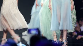 Fashion show runway beautiful colourful dresses
