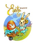 A fashionable rabbit rolls a vintage cart royalty free illustration A fashionable rabbit rolls a vintage cart royalty free illustration