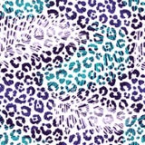 Fashionable seamless palm leaves pattern background. Colorful leopard exotic animal print.