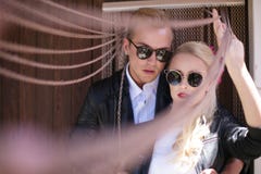 Fashionable wedding couple. Bride and Groom. Outdoor portrait royalty free stock image Fashionable wedding couple. Bride and Groom. Outdoor portrait royalty free stock image