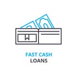 Fast cash loans concept , outline icon, linear sign, thin line pictogram, logo, flat illustration, vector royalty free illustration Fast cash loans concept , outline icon, linear sign, thin line pictogram, logo, flat illustration, vector royalty free illustration