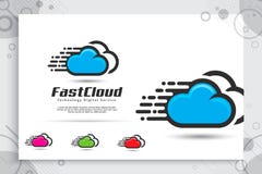 Fast Cloud Data Vector logo for technology data service with modern color and style concept, Illustration of cloud for template stock illustration Fast Cloud Data Vector logo for technology data service with modern color and style concept, Illustration of cloud for template stock illustration