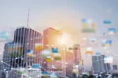 Fast connection in the city. Abstract technology background Royalty Free Stock Photos Fast connection in the city. Abstract technology background Royalty Free Stock Photos