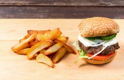 Fast Food Hamburger And French Fries Royalty Free Stock Image