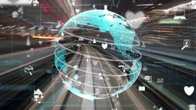 Fast motion digital data flow on road with global network graphic modernization