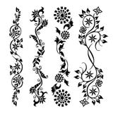 Fastställd virvlande runt dekorativ blommamodell royaltyfri illustrationer Fastställd virvlande runt dekorativ blommamodell royaltyfri illustrationer