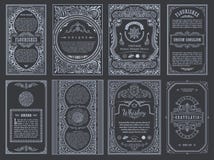 Fastställda retro kort för tappning Inbjudan för bröllop för mallhälsningkort Linje calligraphic ramar Royaltyfri Foto Fastställda retro kort för tappning Inbjudan för bröllop för mallhälsningkort Linje calligraphic ramar Royaltyfri Foto