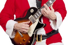 Father christmas playing an electric guitar stock images Father christmas playing an electric guitar stock images