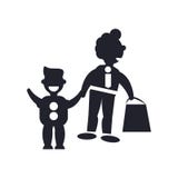 Father and son shopping icon vector sign and symbol isolated on white background, Father and son shopping logo concept stock illustration Father and son shopping icon vector sign and symbol isolated on white background, Father and son shopping logo concept stock illustration