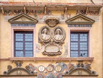 Façade de Ragione de della de Palazzo ancien hôtel de ville, Vérone, Italie, Vénétie photo libre de droits Façade de Ragione de della de Palazzo ancien hôtel de ville, Vérone, Italie, Vénétie photo libre de droits