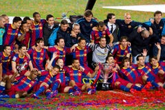 FC Barcelona players celebrating the League royalty free stock photos FC Barcelona players celebrating the League royalty free stock photos