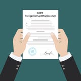 FCPA Foreign Corrupt Practices Act law regulation judge crime judicial enforcement conflict of interest agreement vector illustration FCPA Foreign Corrupt Practices Act law regulation judge crime judicial enforcement conflict of interest agreement vector illustration
