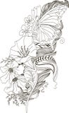 Feather with butterfly in tangle doodle style stock illustration Feather with butterfly in tangle doodle style stock illustration