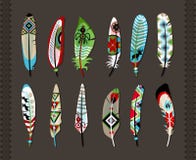 Feathers Painted With Colorful Ethnic Pattern Stock Image Feathers Painted With Colorful Ethnic Pattern Stock Image