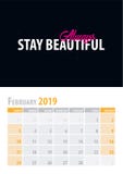 februari Kalenderstadsplanerare 2019 med motivational citationstecken på svart bakgrund också vektor för coreldrawillustration royaltyfri illustrationer februari Kalenderstadsplanerare 2019 med motivational citationstecken på svart bakgrund också vektor för coreldrawillustration royaltyfri illustrationer