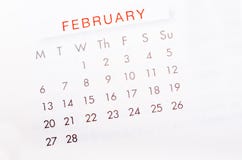 February 2017 calendar page. stock photo February 2017 calendar page. stock photo