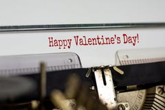 February 14 valentines day symbol. Words \'Happy Valentines day\' typed on retro typewriter.