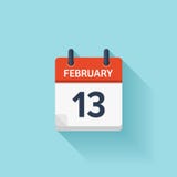 February 13. Vector flat daily calendar icon. Date and time, day, month. Holiday. Calendar vector flat icon. Date time and month. February vector illustration February 13. Vector flat daily calendar icon. Date and time, day, month. Holiday. Calendar vector flat icon. Date time and month. February vector illustration