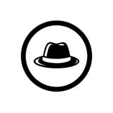 Fedora Hat Symbol och cirkelöversikt, symbolsbegrepp, vektor Logo Design stock illustrationer Fedora Hat Symbol och cirkelöversikt, symbolsbegrepp, vektor Logo Design stock illustrationer