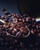 feijões de café marrons prontos para rolar imagem de stock feijões de café marrons prontos para rolar imagem de stock
