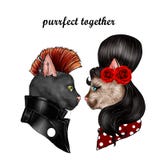 Felines dressed as popstar characters stock illustration Felines dressed as popstar characters stock illustration