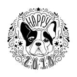 2018 feliz com cão ilustração stock 2018 feliz com cão ilustração stock
