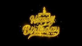 Feliz cumpleaños la tipografía escrita con las partículas de oro chispea los fuegos artificiales Feliz cumpleaños la tipografía escrita con las partículas de oro chispea los fuegos artificiales