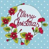 Feliz Natal que rotula no cartão floral ilustração do vetor Feliz Natal que rotula no cartão floral ilustração do vetor