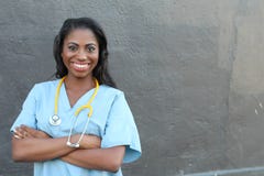 Female African American doctor or nurse smiling Stock Image Female African American doctor or nurse smiling Stock Image