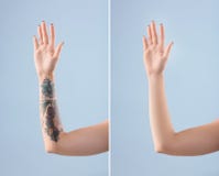 Female Arm With Tattoo Stock Image