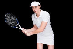 Female athlete playing tennis fotografering för bildbyråer Female athlete playing tennis fotografering för bildbyråer