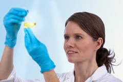Female Caucasian Biotechnician In The Lab Royalty Free Stock Image