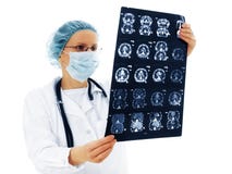 Female Doctor Looking At The MRI-scan. Royalty Free Stock Photo Female Doctor Looking At The MRI-scan. Royalty Free Stock Photo